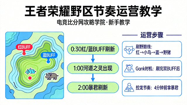 王者荣耀野区节奏运营教学画面——电竞比分网攻略学院新手教学配图